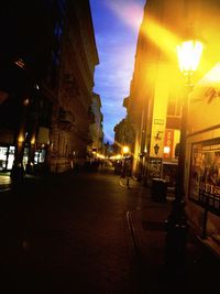 Illuminated street light at night