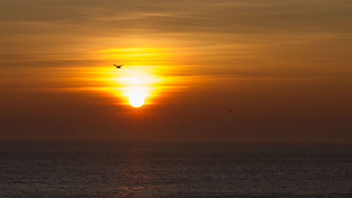 Scenic view of sea at sunset