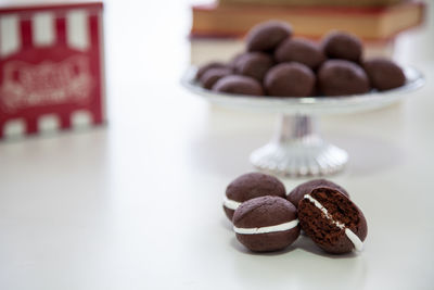 Close-up of chocolate cake on table
