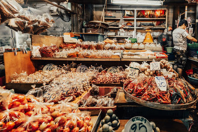 Food for sale at market stall