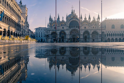 Reflection of buildings in city