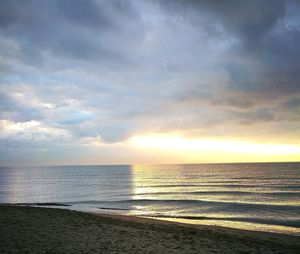 Scenic view of sea against sky at sunset
