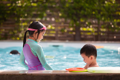 Woman in swimming pool