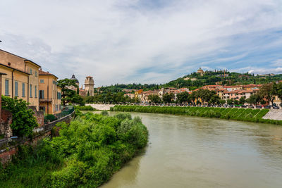 Bridge over river against sky