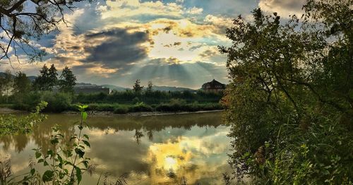 Scenic view of lake against sky