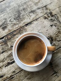 High angle view of coffee on table