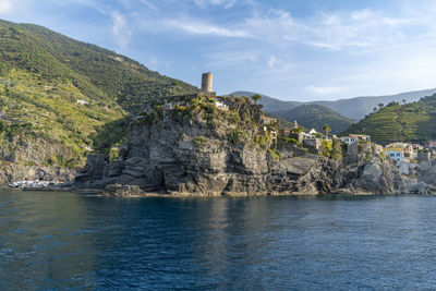 Scenery around vernazza, a small town at a coastal area named cinque terre in liguria