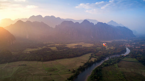 Scenic view of mountains against sky