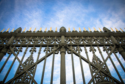Close-up low angle view of gate