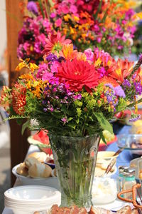 Close-up of flowers on table