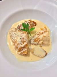 High angle view of meal served in plate