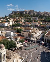 High angle view of townscape against sky