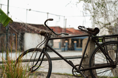 Bicycle parked on field