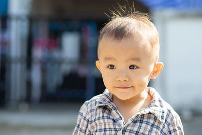 Close-up portrait of cute boy