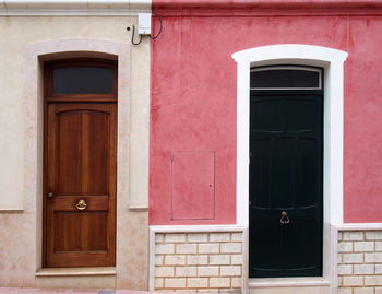 Closed door of building