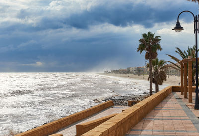 Scenic view of sea against sky during winter