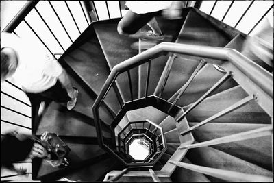 High angle view of spiral staircase