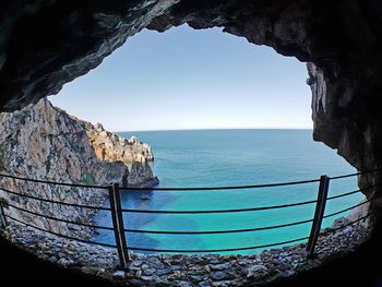 Scenic view of sea against clear sky