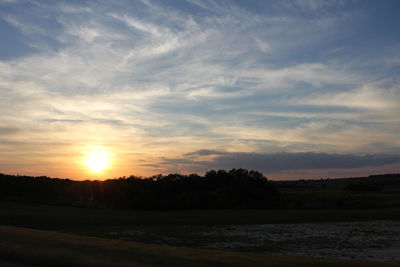 Scenic view of landscape against sky at sunset