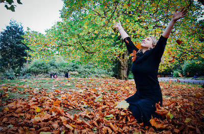 Woman in park during autumn