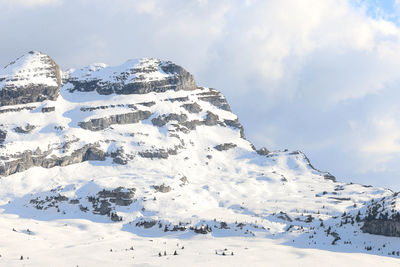 Scenic view of snow covered mountain against sky