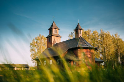 Low angle view of church against sky