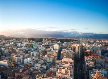 High angle view of townscape against sky