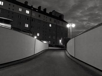 Illuminated street lights at night