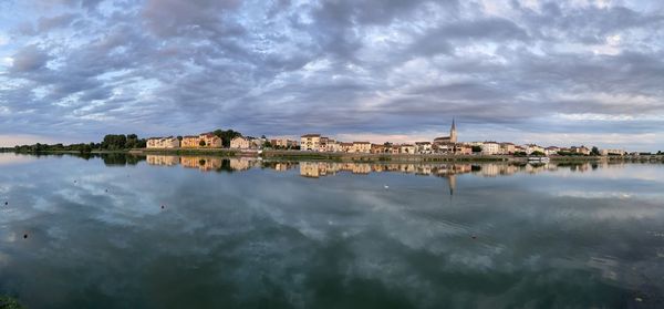 Scenic view of lake against sky