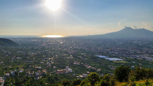 Aerial view of townscape against sky