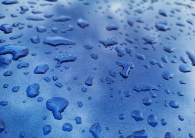 Full frame shot of raindrops on glass