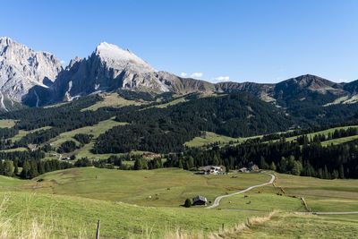 Scenic view of landscape and mountains against sky