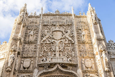 Low angle view of temple against building