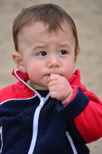 Portrait of cute baby girl in winter