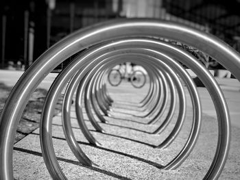 Close-up of bicycle parked on street