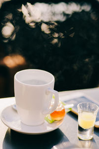 Close-up of coffee on table