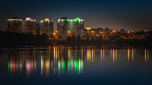 Illuminated city at night