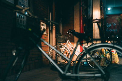 Bicycle in city at night