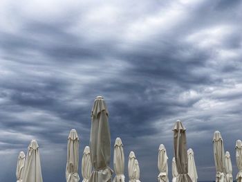 Low angle view of statue against sky