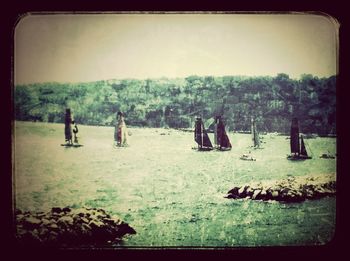 Woman walking on landscape