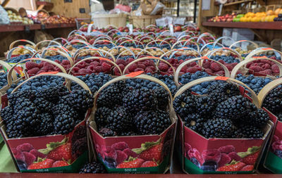 Various fruits for sale at market stall