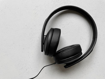 High angle view of headphones on table