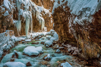 Partnach gorge in winter, bavaria germany.