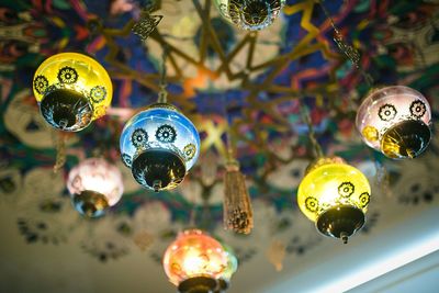 Low angle view of illuminated lanterns