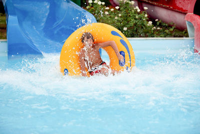 High angle view of man in swimming pool