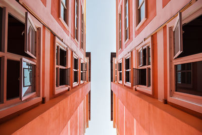 Directly below view of apartment buildings