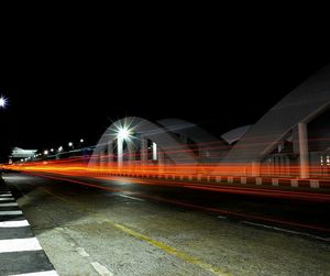 Light trails on road at night