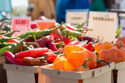 Fresh vegetables for sale on market stall