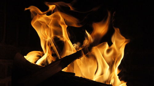 Close-up of bonfire at night