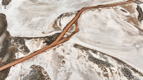 High angle view of snow covered landscape